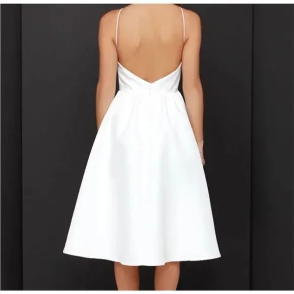 Lulus Lead A Charmed Life High Neck Plunge Back Dress Size S Small Ivory - Picture 4 of 10